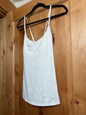 Lilly Pulitzer White Textured Slip Tank with Tennis Motif
